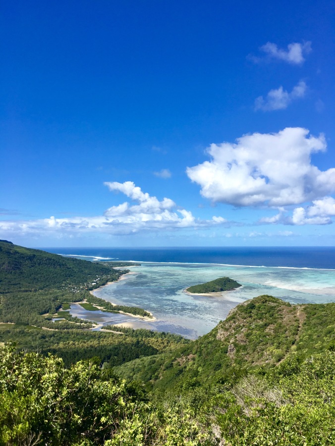 view from top of le morne brabant, mauritius